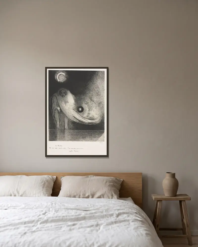 Der Buddha, 1895 – Nr. 2 von Odilon Redon gerahmt an einer Wand