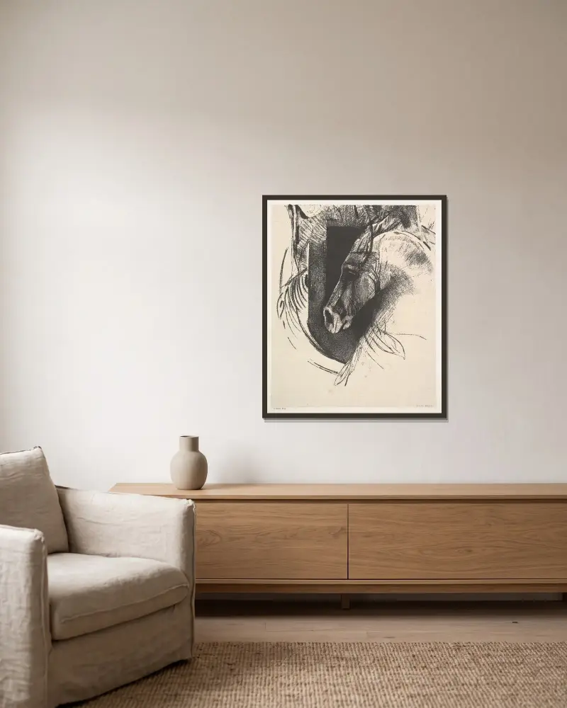 Der Streitross von Odilon Redon gerahmt an einer Wand