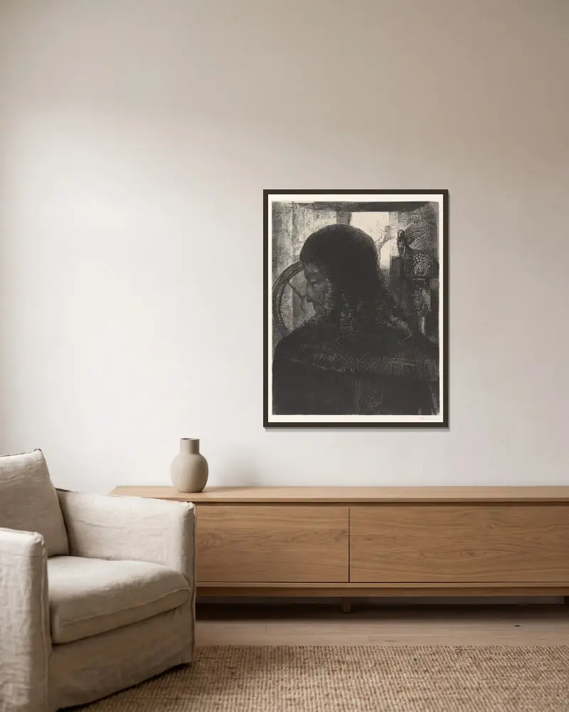 Der alte Ritter von Odilon Redon gerahmt an einer Wand
