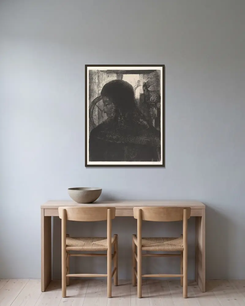 Der alte Ritter von Odilon Redon gerahmt an einer Wand