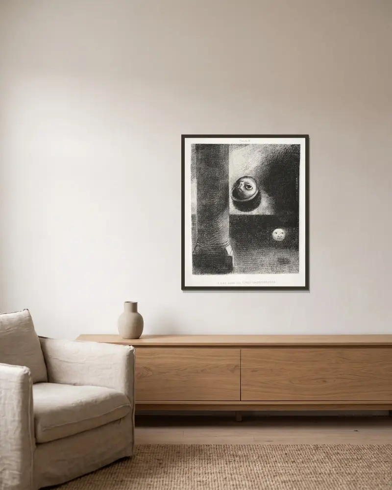Es gab auch embryonale Wesen von Odilon Redon gerahmt an einer Wand