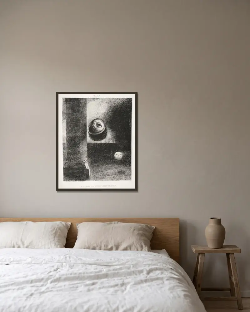 Es gab auch embryonale Wesen von Odilon Redon gerahmt an einer Wand