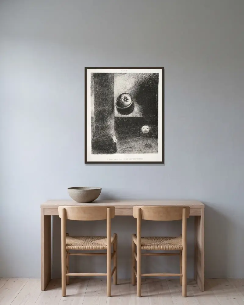 Es gab auch embryonale Wesen von Odilon Redon gerahmt an einer Wand