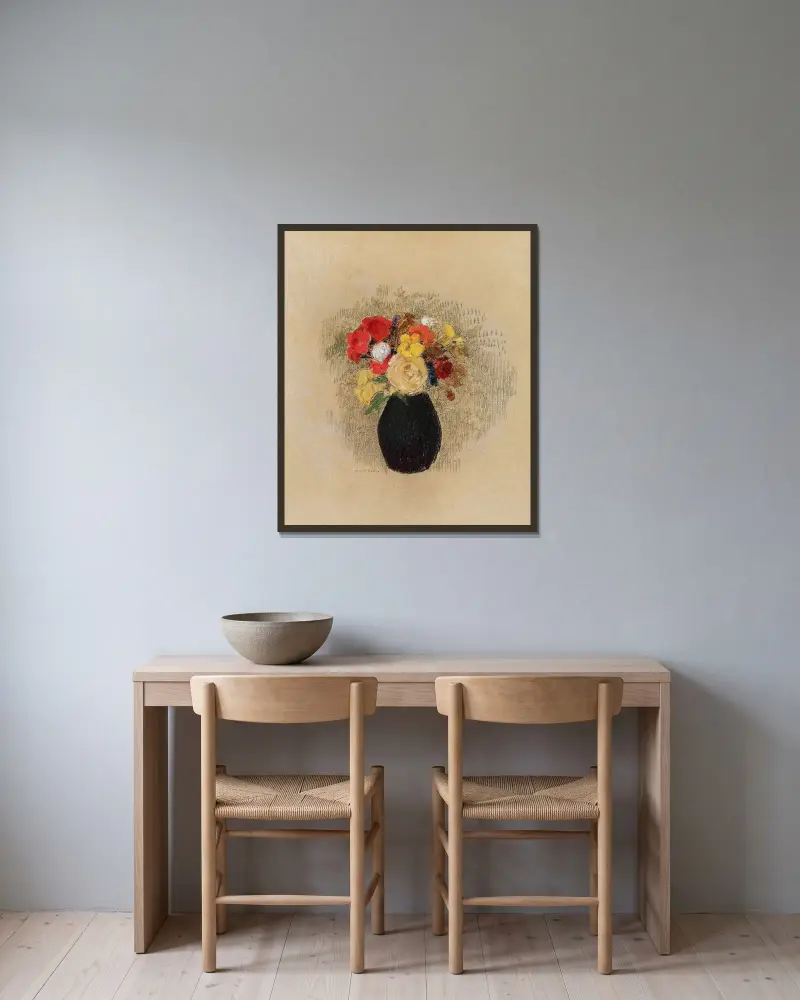 Váza s květinami – Nr. 1, Odilon Redon v rámu na stěně