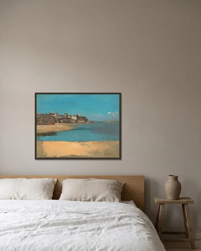 Village by the Sea in Brittany av Odilon Redon inramad på en vägg