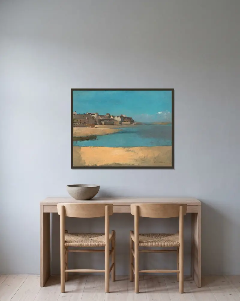 Village by the Sea in Brittany av Odilon Redon inramad på en vägg