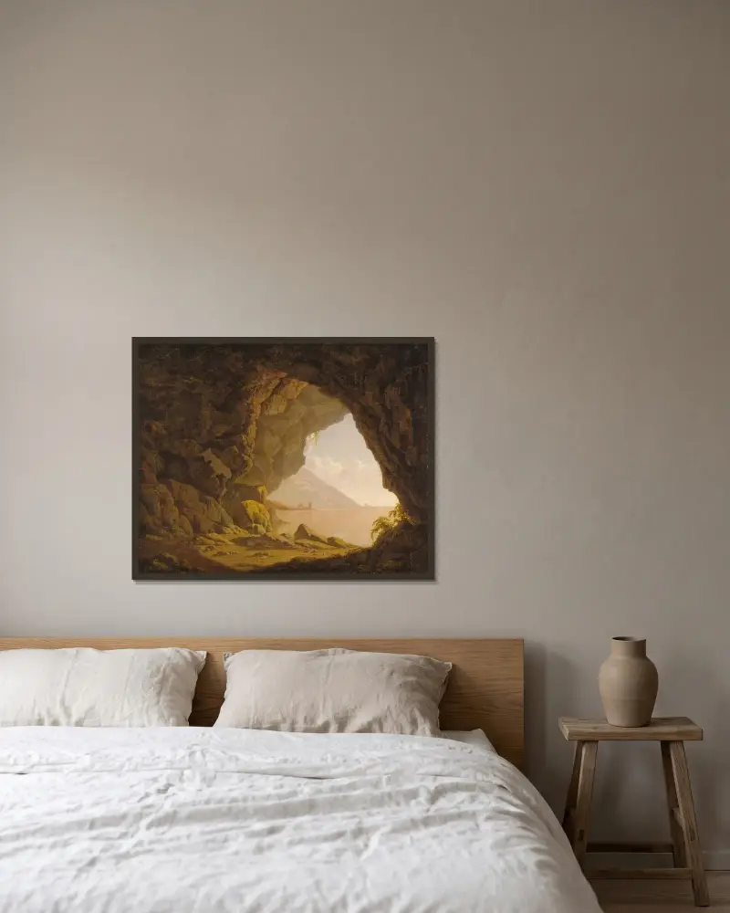 Grotta nära Neapel av Joseph Wright of Derby inramad på en vägg