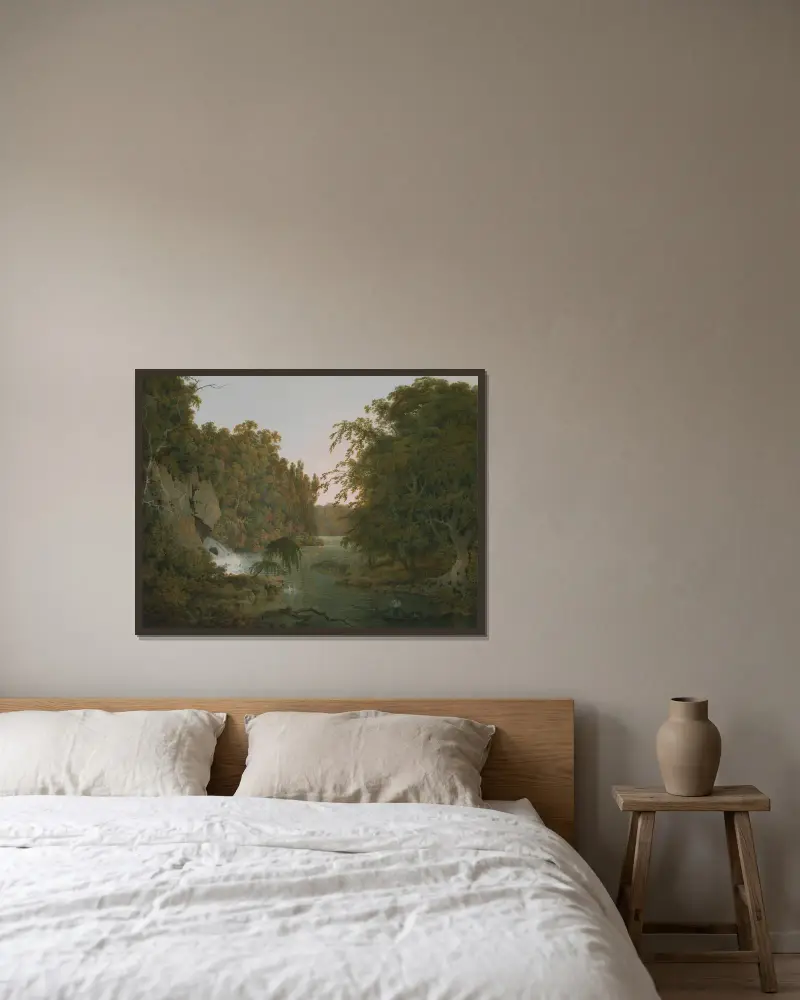 Dovedale von Joseph Wright of Derby gerahmt an einer Wand