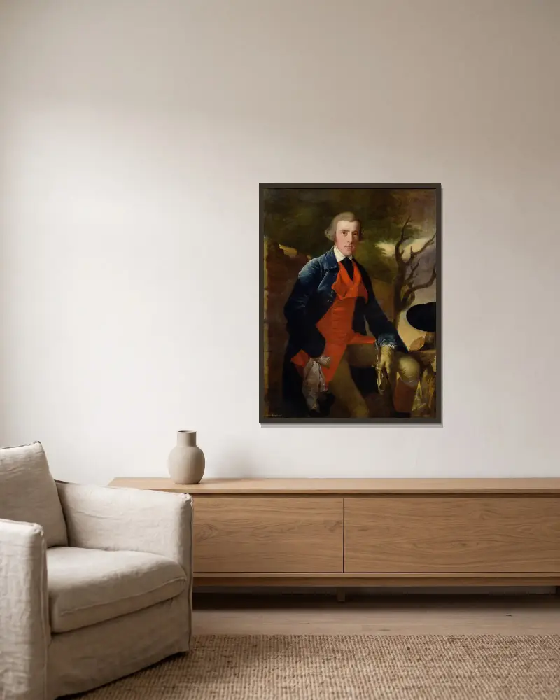 Edward Becher Leacroft of Wirksworth av Joseph Wright of Derby inramad på en vägg