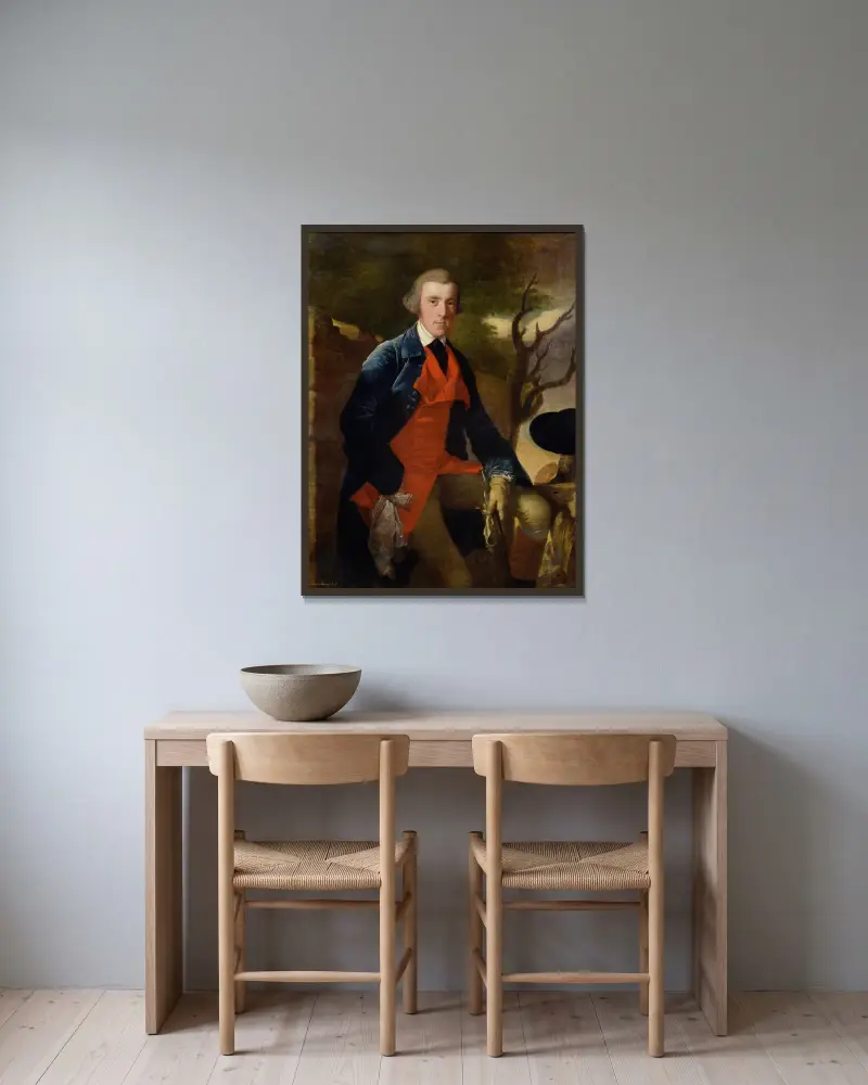 Edward Becher Leacroft of Wirksworth av Joseph Wright of Derby inramad på en vägg