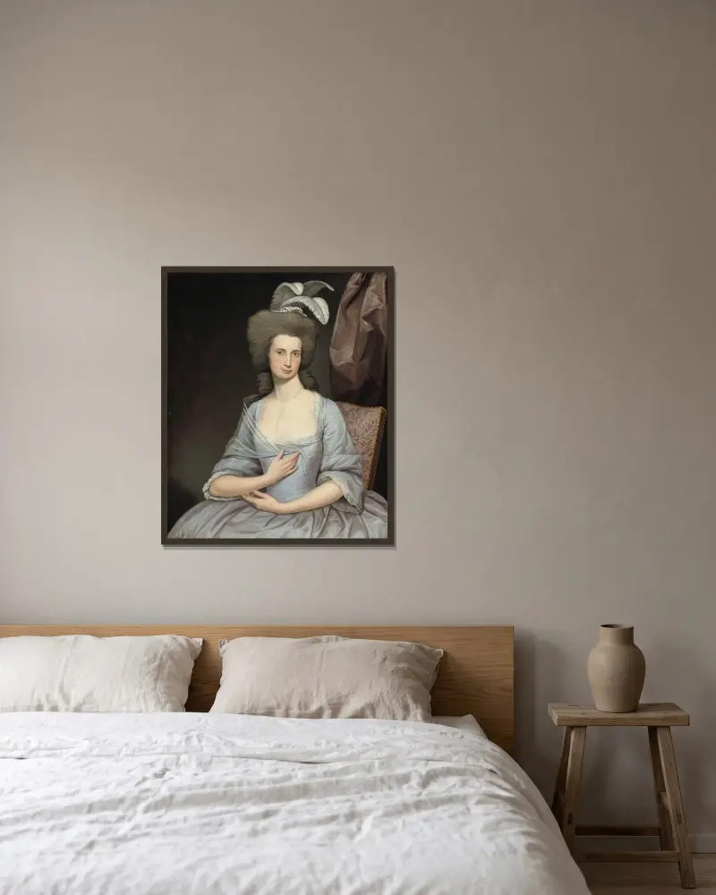 Elizabeth Stevens Carle av Joseph Wright of Derby inramad på en vägg