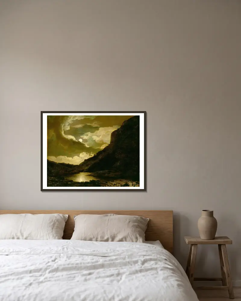 Matlock Tor im Mondlicht, 1778 von Joseph Wright of Derby gerahmt an einer Wand