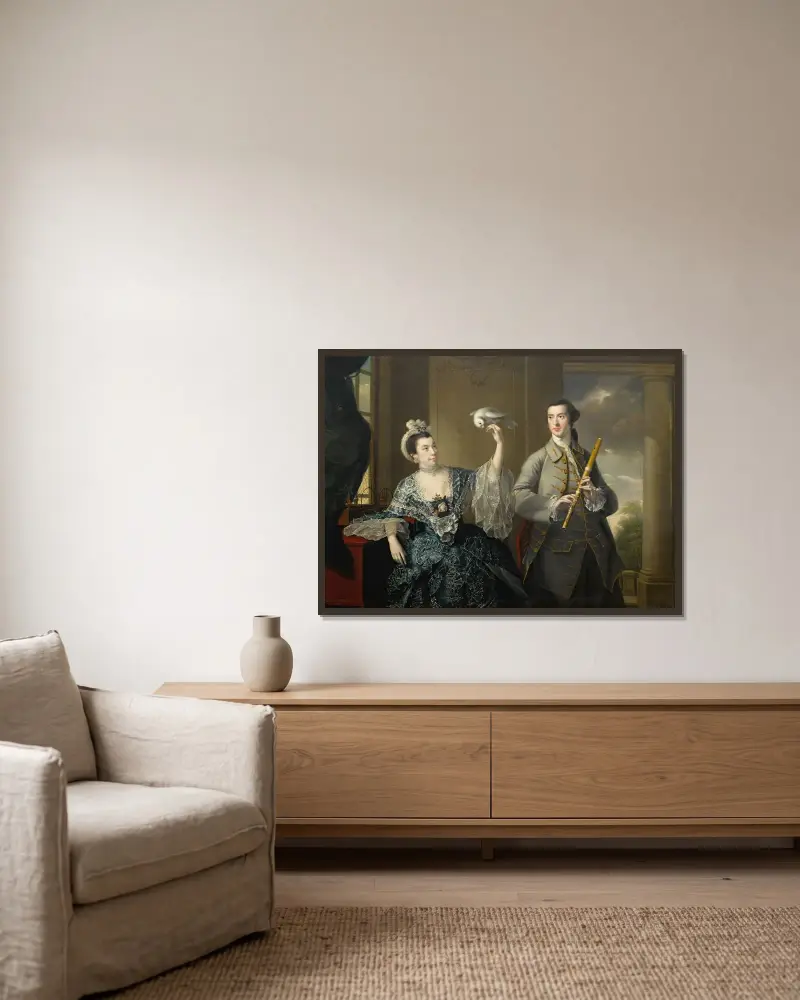 Mr. and Mrs. William Chase av Joseph Wright of Derby inramad på en vägg