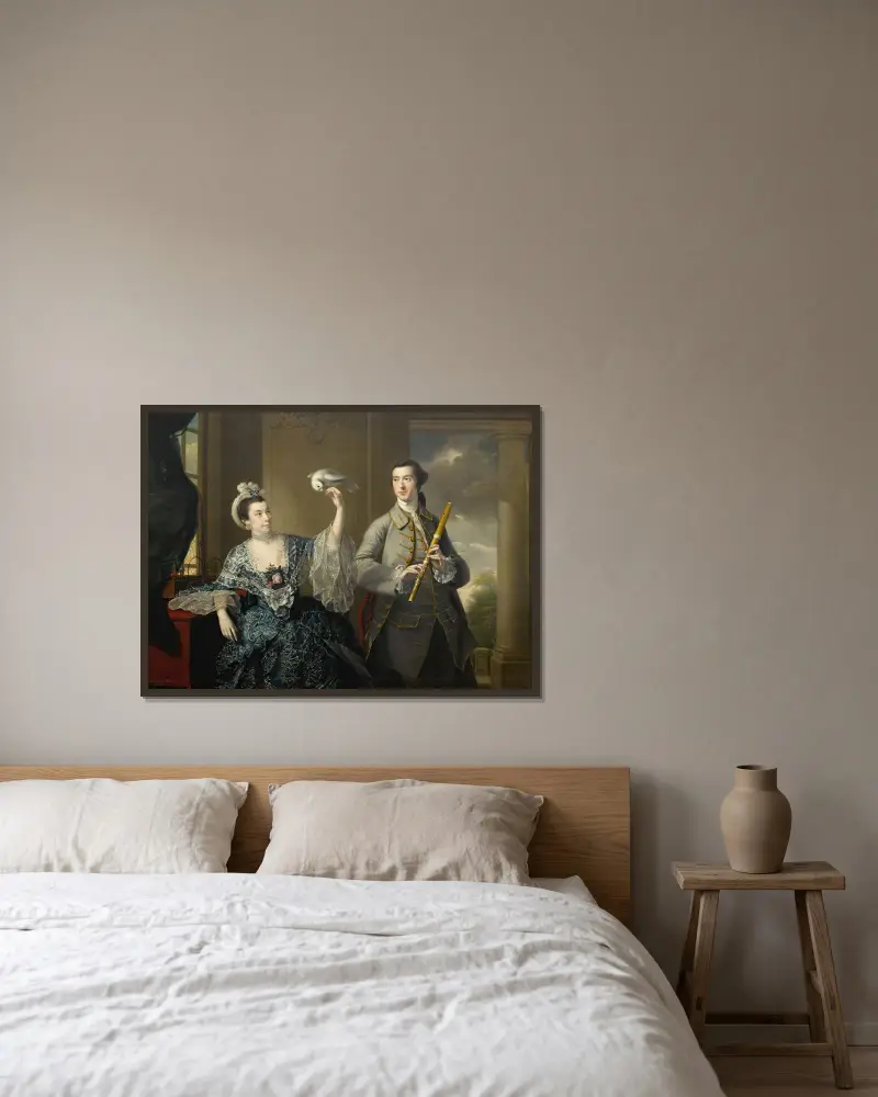 Mr. and Mrs. William Chase av Joseph Wright of Derby inramad på en vägg