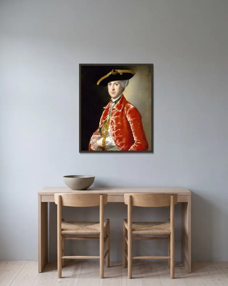 Porträtt av en herre av Joseph Wright of Derby inramad på en vägg