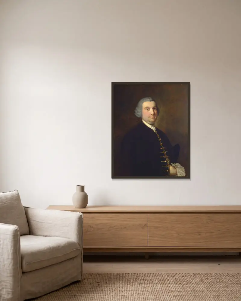 Porträtt av en herre av Joseph Wright of Derby inramad på en vägg