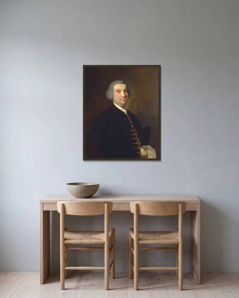 Porträtt av en herre av Joseph Wright of Derby inramad på en vägg