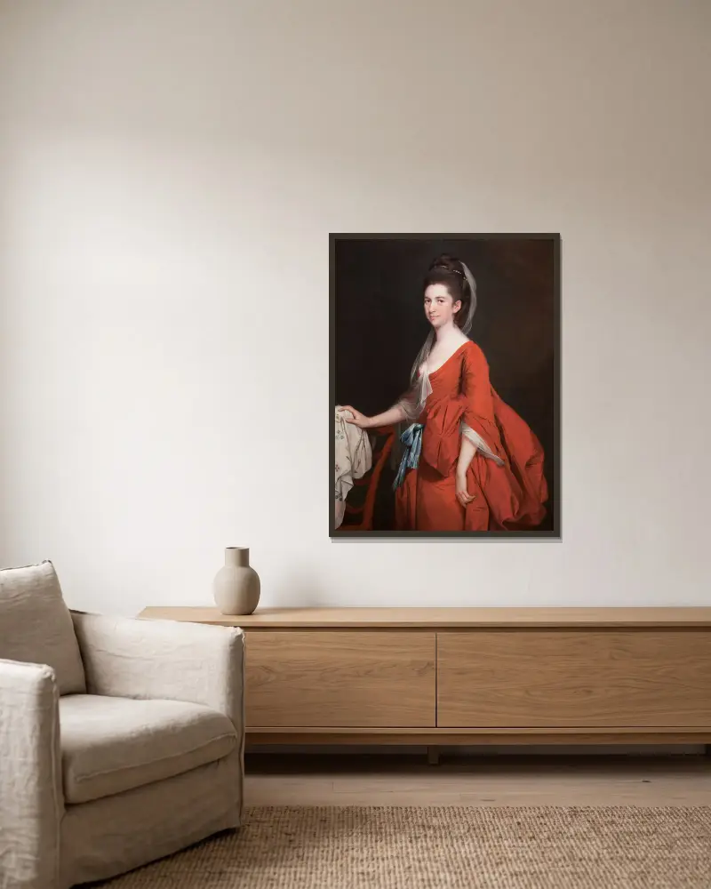 Portrait of Dorothy Beridge, nèe Gladwin av Joseph Wright of Derby inramad på en vägg