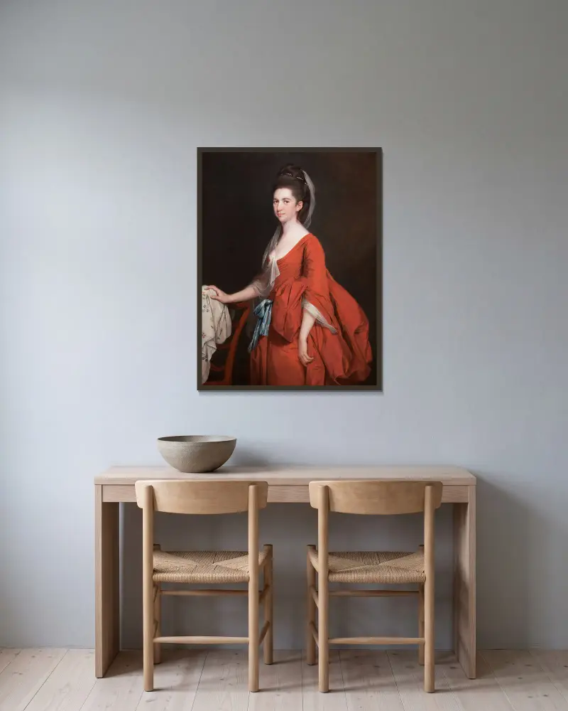 Portrait of Dorothy Beridge, nèe Gladwin av Joseph Wright of Derby inramad på en vägg