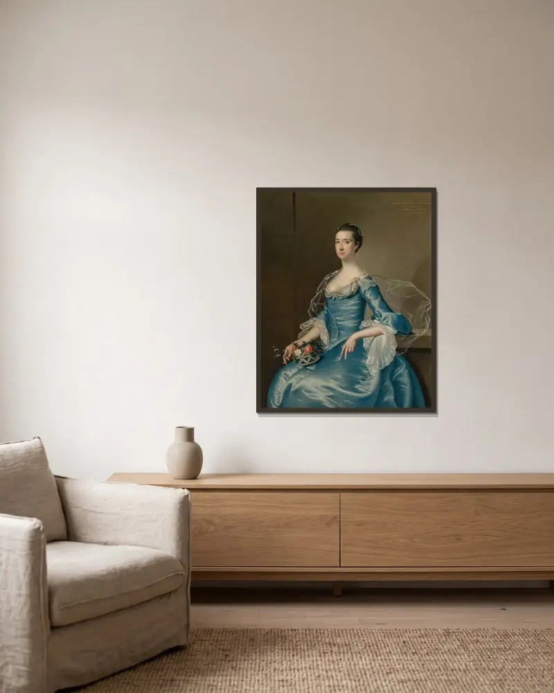 Porträtt av Esther Ellison, född Walker av Joseph Wright of Derby inramad på en vägg