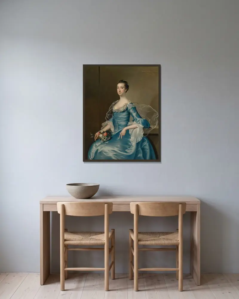 Porträtt av Esther Ellison, född Walker av Joseph Wright of Derby inramad på en vägg