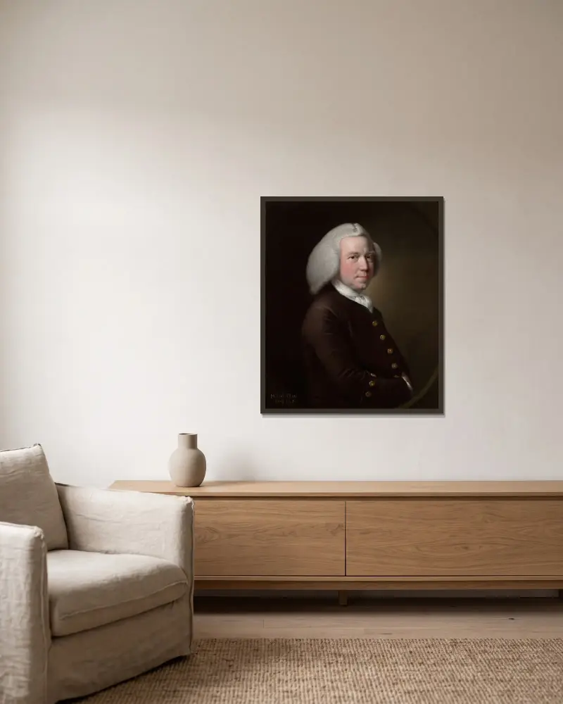 Portrait of Mr. William Chase, Sr. av Joseph Wright of Derby inramad på en vägg