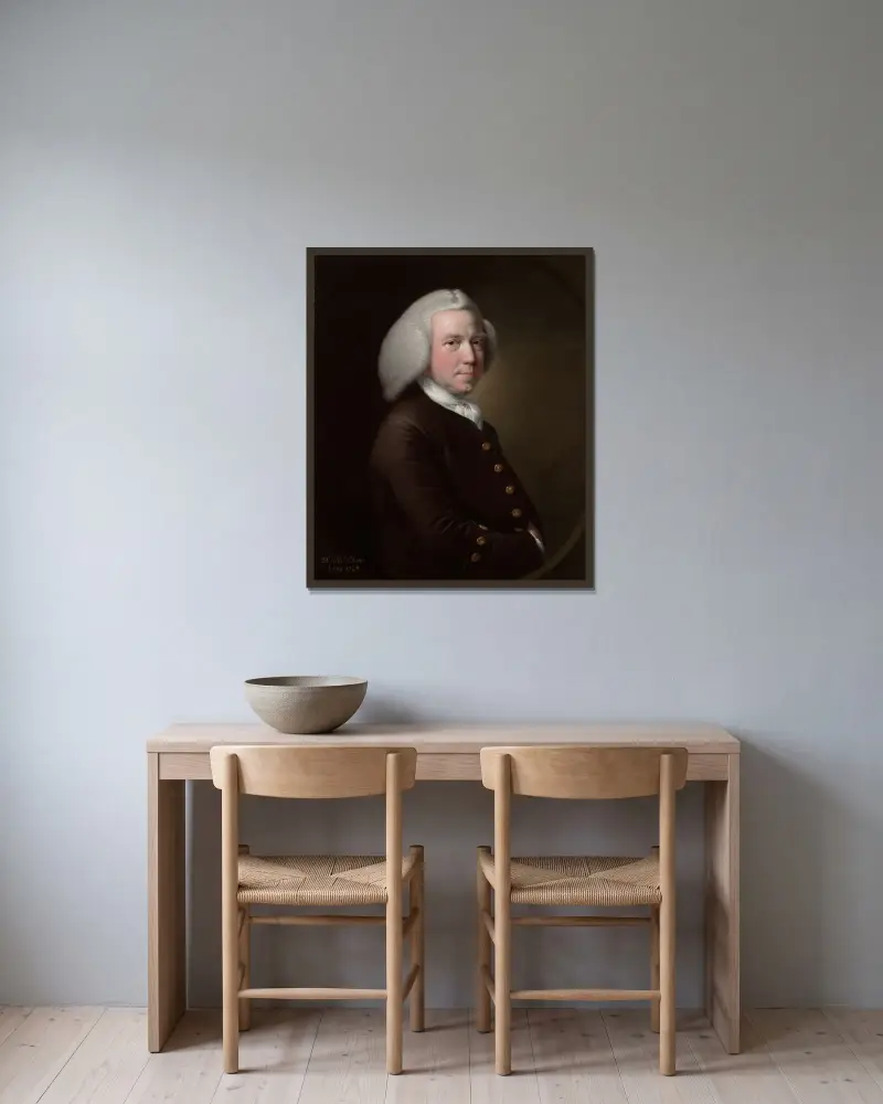 Portrait of Mr. William Chase, Sr. av Joseph Wright of Derby inramad på en vägg
