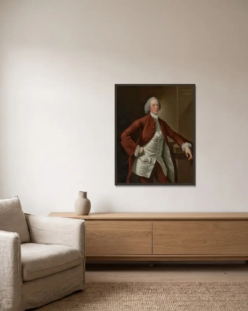 Porträtt av Richard Ellison av Joseph Wright of Derby inramad på en vägg