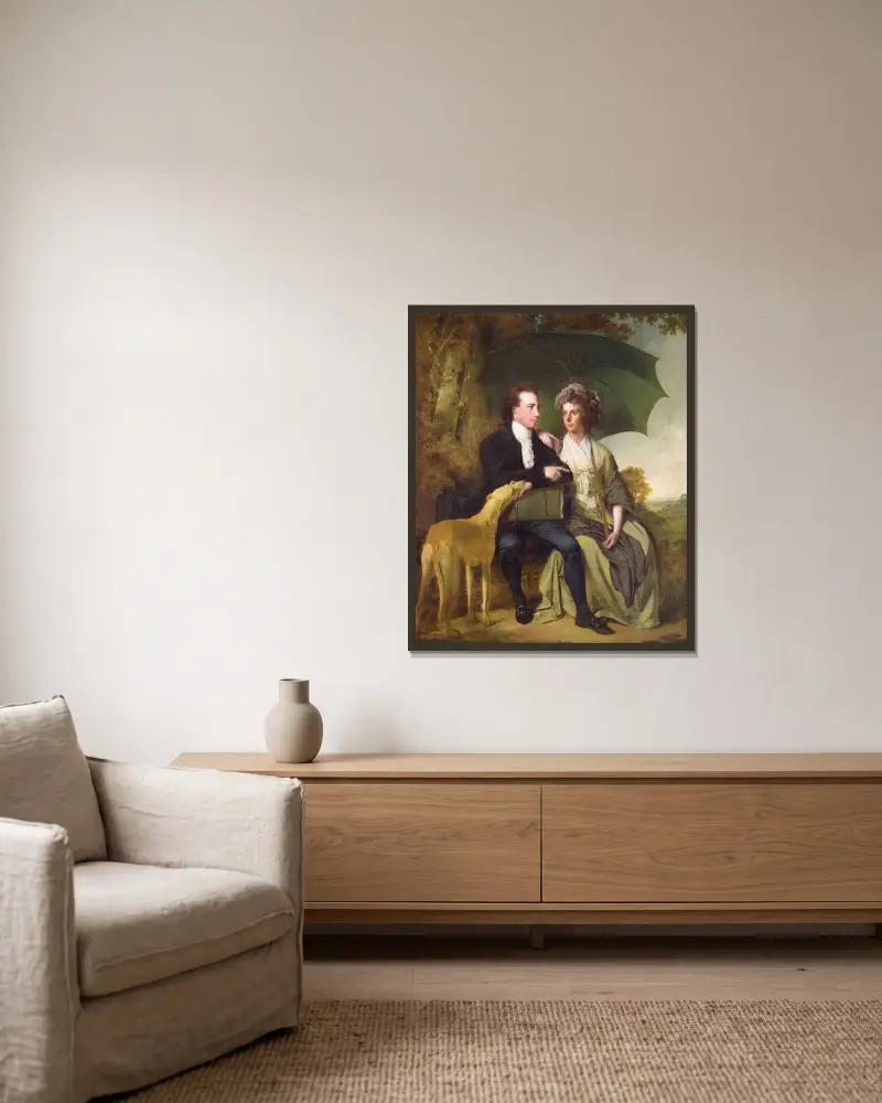 The Rev. And Mrs. Thomas Gisborne, Of Yoxhall Lodge, Leicestershire av Joseph Wright of Derby inramad på en vägg