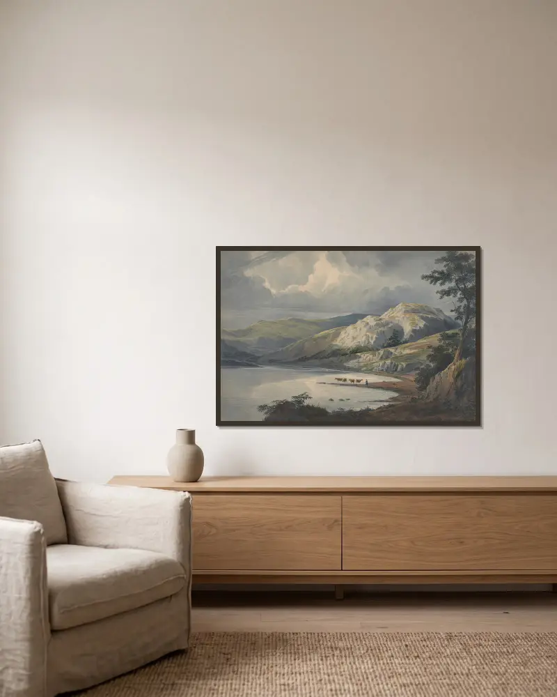 A Mountain Lake av William Turner of Oxford inramad på en vägg