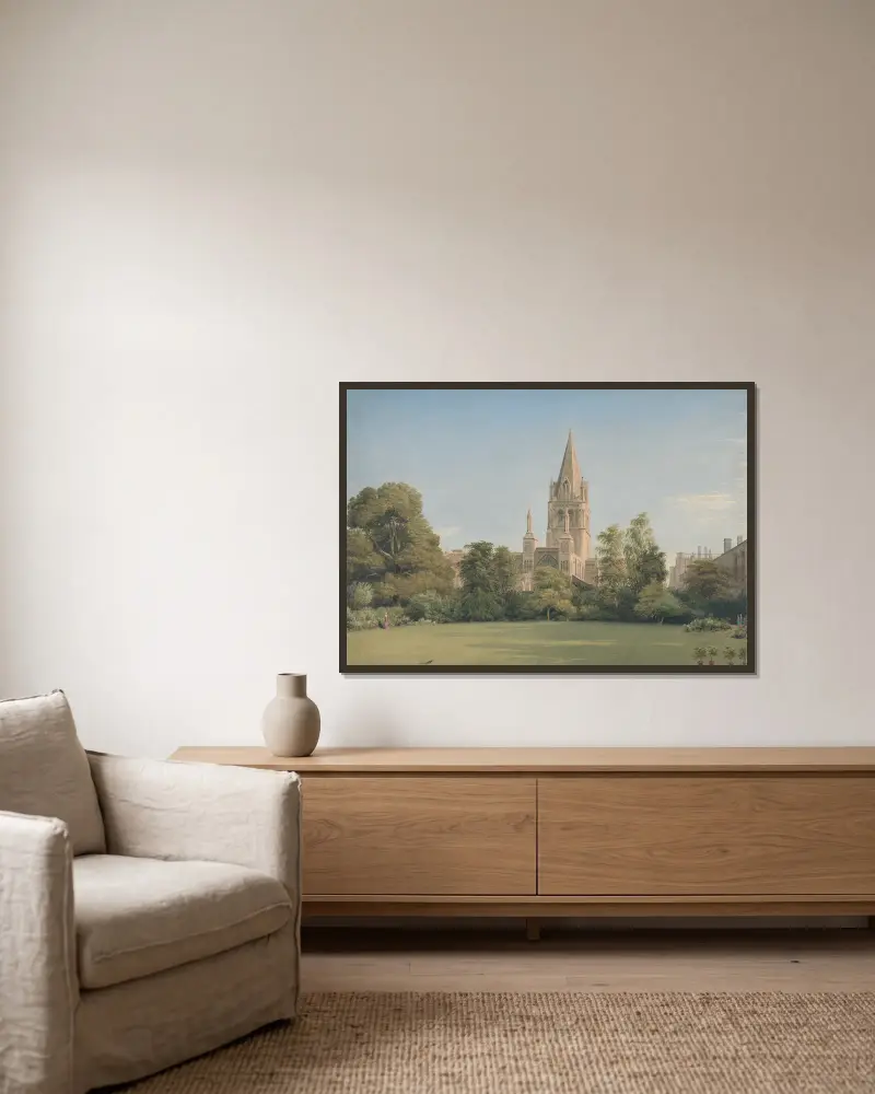 Utsikt från dekanens trädgård, Christ Church, Oxford av William Turner of Oxford inramad på en vägg