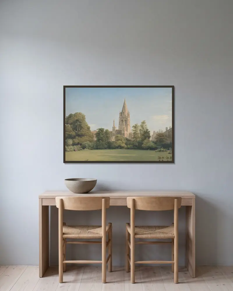 Utsikt från dekanens trädgård, Christ Church, Oxford av William Turner of Oxford inramad på en vägg