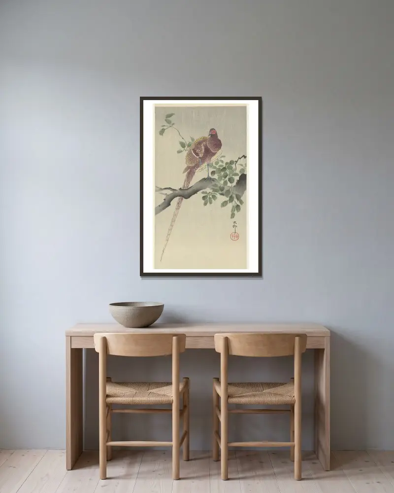Měděný bažant, Ohara Koson v rámu na stěně