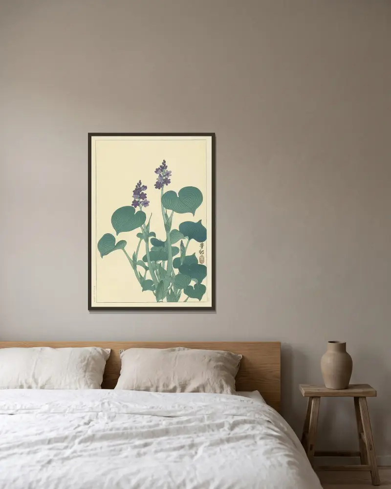 Kvetoucí hosta, Ohara Koson v rámu na stěně