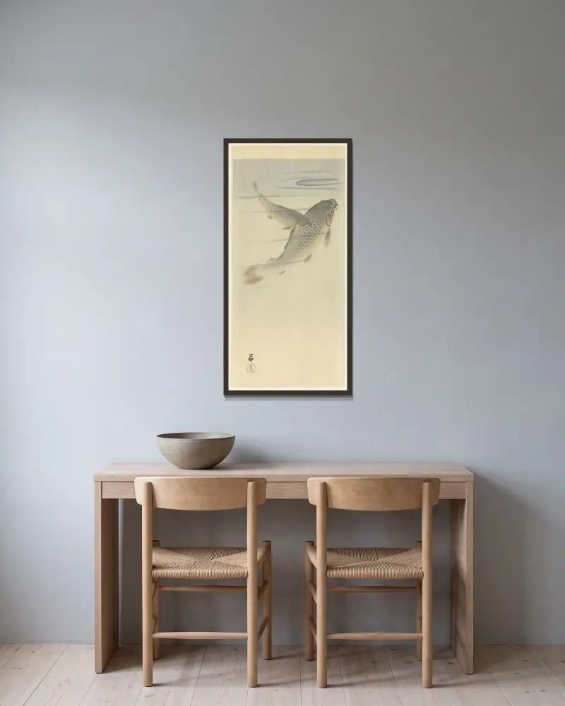 Kapři, Ohara Koson v rámu na stěně