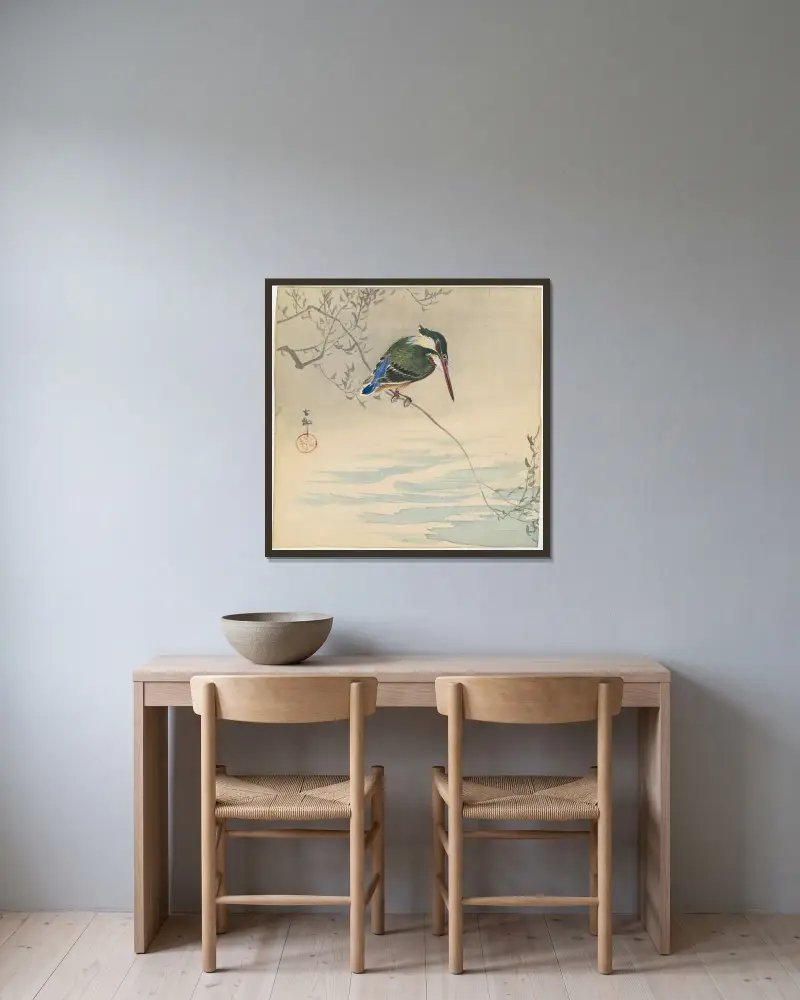 Ledňáček, Ohara Koson v rámu na stěně