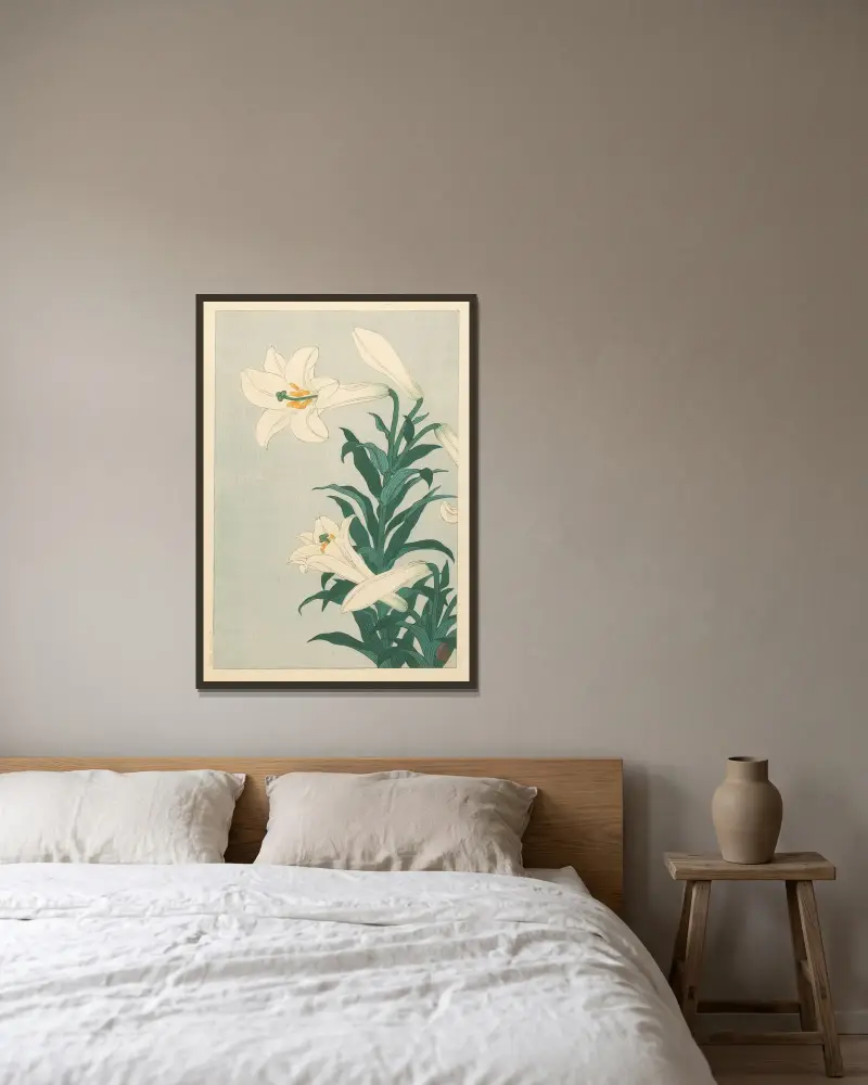 Lilie, Ohara Koson v rámu na stěně