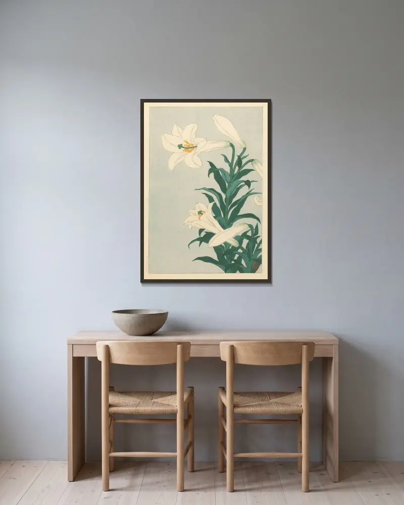 Lilie, Ohara Koson v rámu na stěně