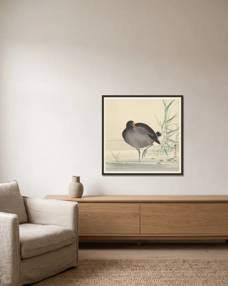 Rörhöna, Ohara Koson v rámu na stěně