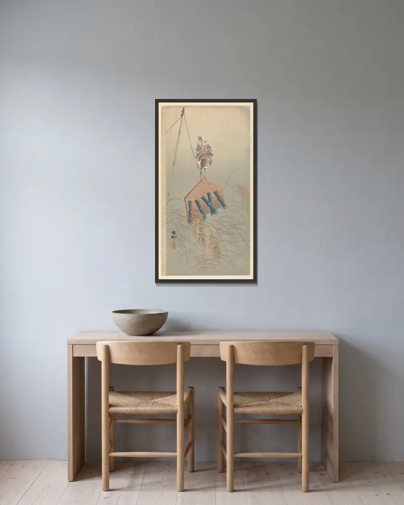 Vrabec, Ohara Koson v rámu na stěně