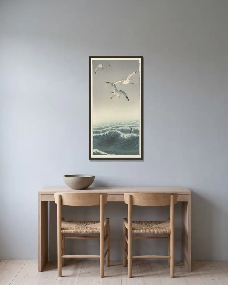Tři racci, Ohara Koson v rámu na stěně