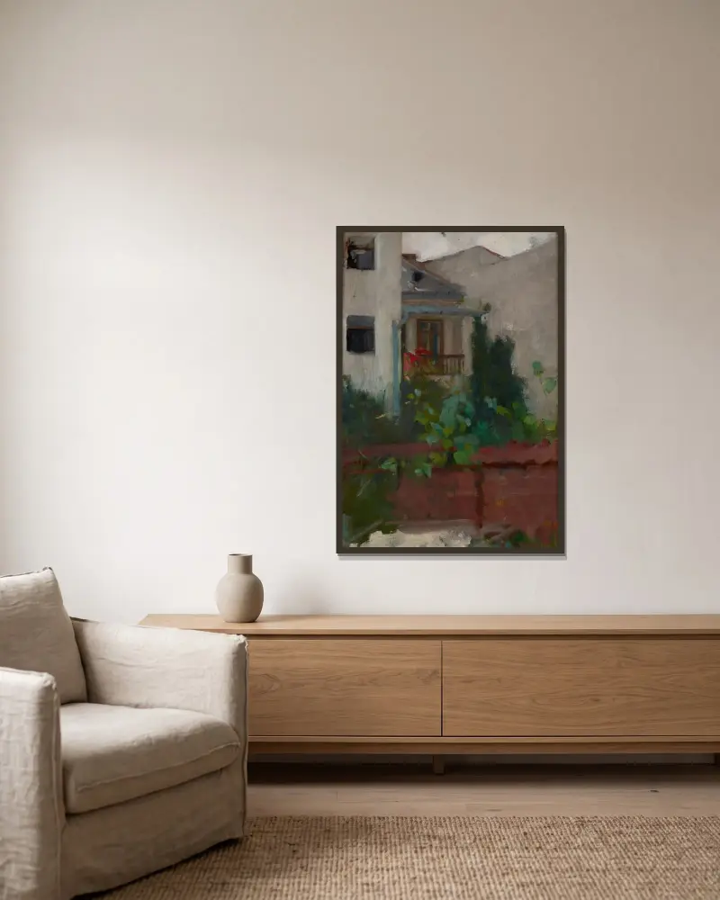 Architekturlandschaft von Olga Boznanska gerahmt an einer Wand
