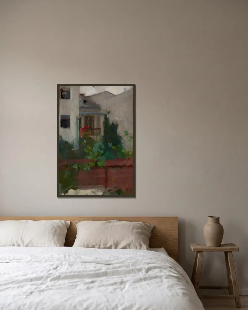 Architekturlandschaft von Olga Boznanska gerahmt an einer Wand