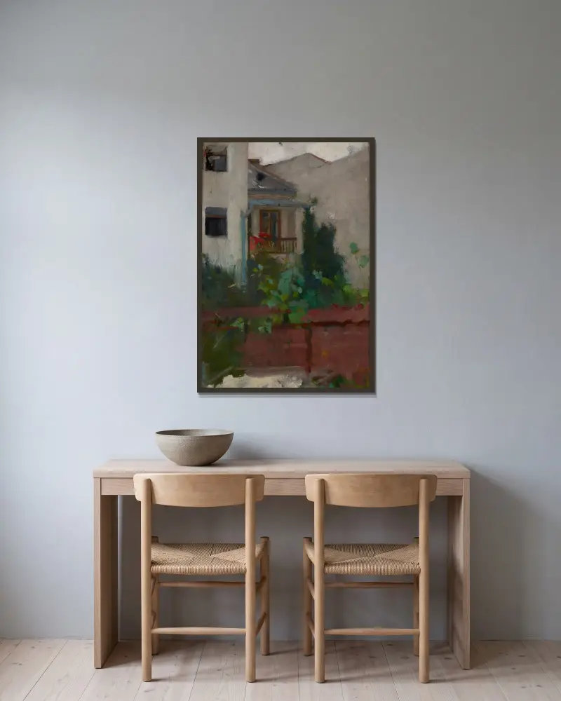 Architekturlandschaft von Olga Boznanska gerahmt an einer Wand