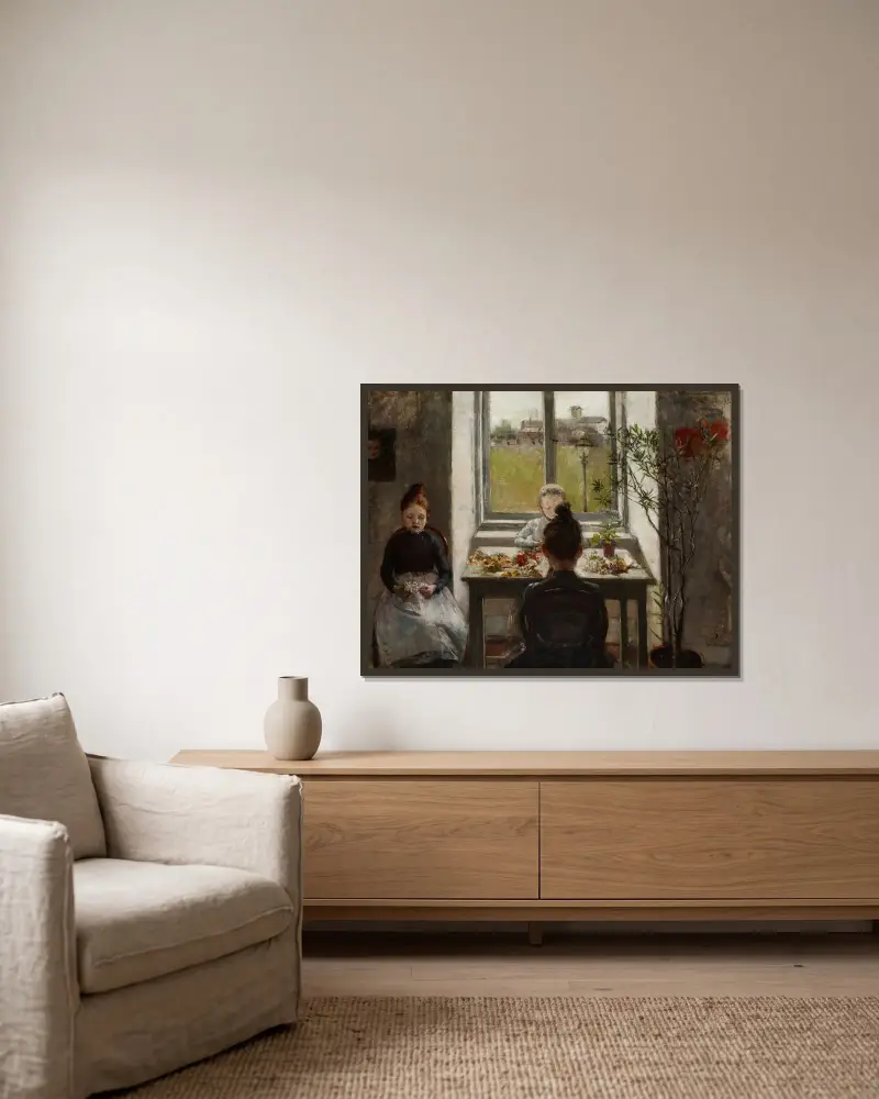 Blumenmädchen von Olga Boznanska gerahmt an einer Wand