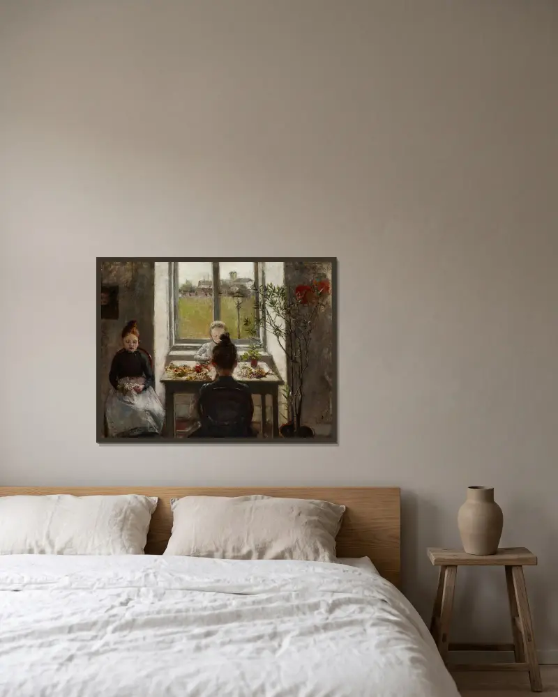 Blumenmädchen von Olga Boznanska gerahmt an einer Wand