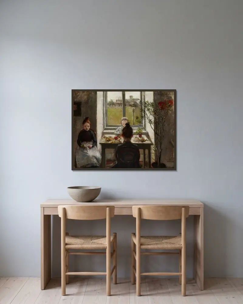 Blumenmädchen von Olga Boznanska gerahmt an einer Wand