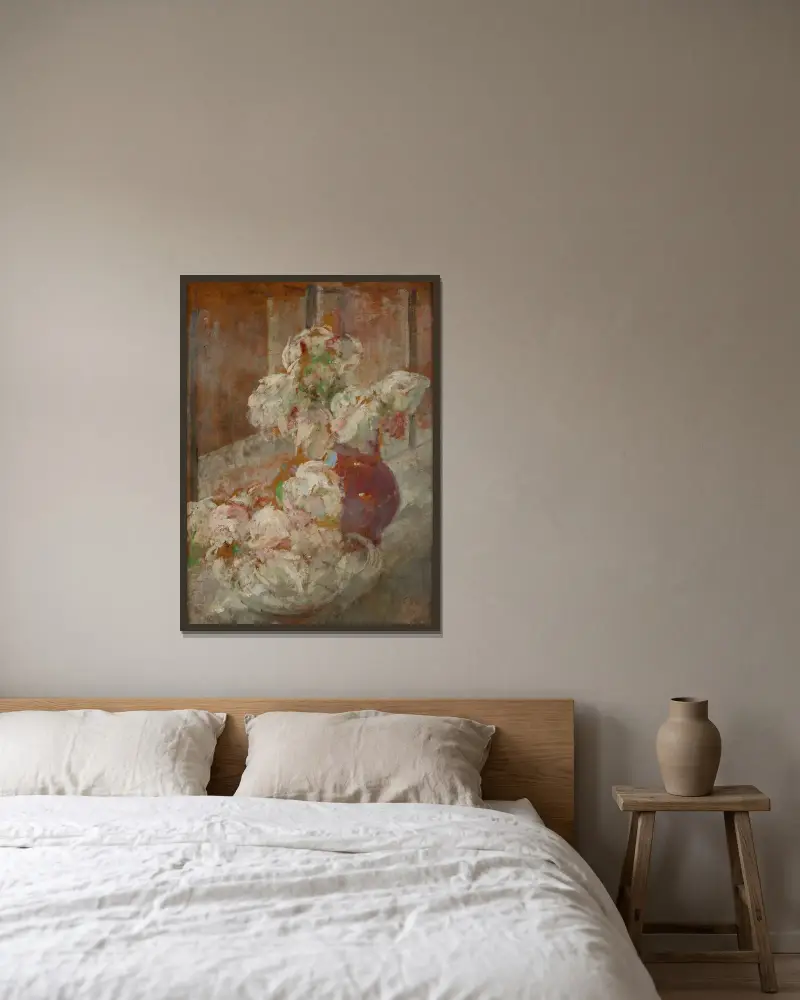 Blumen, 1913 von Olga Boznanska gerahmt an einer Wand