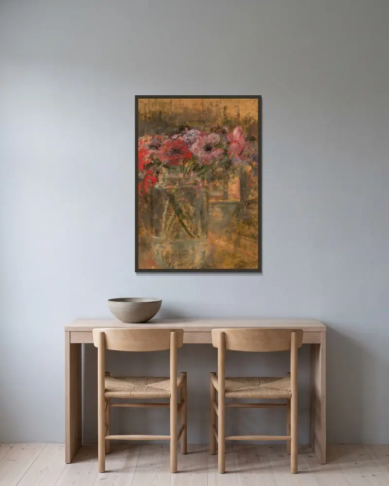 Blommor – Anemoner av Olga Boznanska inramad på en vägg