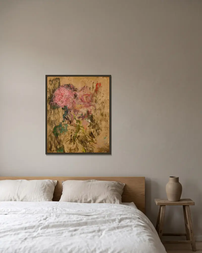 Blumen, 1930 von Olga Boznanska gerahmt an einer Wand